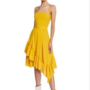 Derek Lam 10 Crosby Cami Dress Women's 4 Marigold Strappy Asymmetric Ruffle
